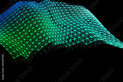 Vector background of net cells. Fish football sport syrface. Fluid flow on wind. Flag fabric data processing. photo