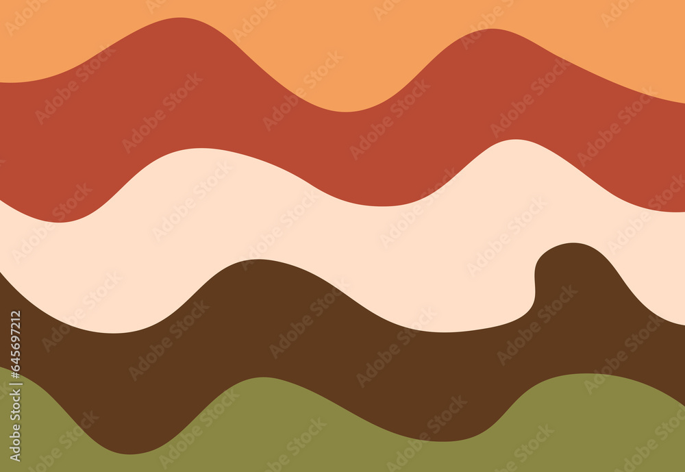 Light Cream and Brown Wave Retro Wavy Groovy Psychedelic