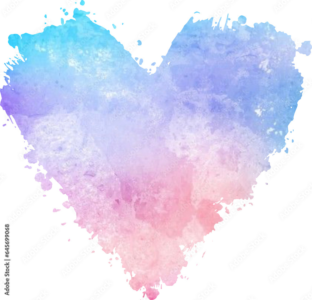 A pastel watercolor heart with grunge shape 