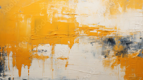 Contemporary Oil Painting Texture Abstraction with Yellow Oil Paint Brush Strokes