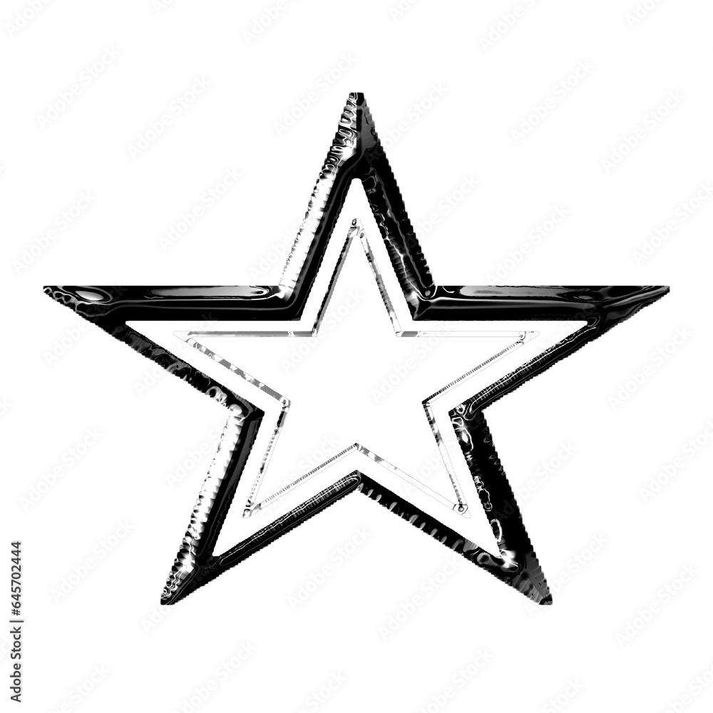 Star frames Y2K element with chrome metallic 3d effect Star frames Y2K element with chrome metallic 3d effect