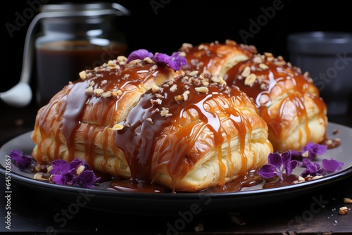 Apple Rose Croissants with Salted Caramel Drizzle