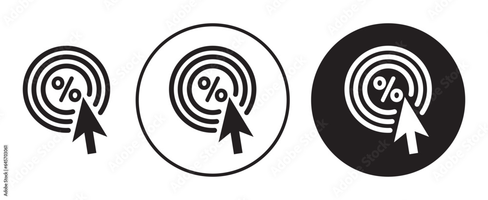 Click through rate vector icon set. display advertising ads ctr symbol in black color.
