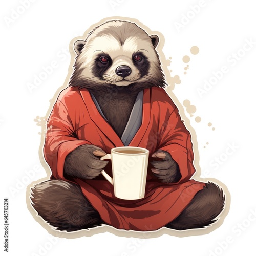 panda bear with a coffee