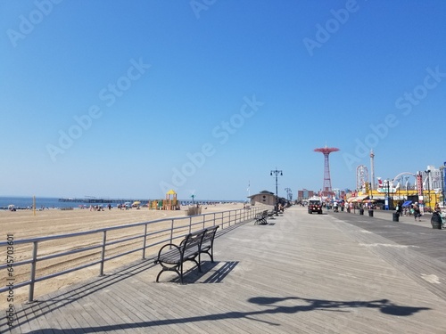 bench on the beach in Coney Island