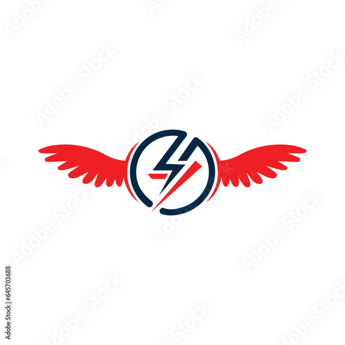 Free Download Lightning bolt with wings logo concept. - GFXLoad