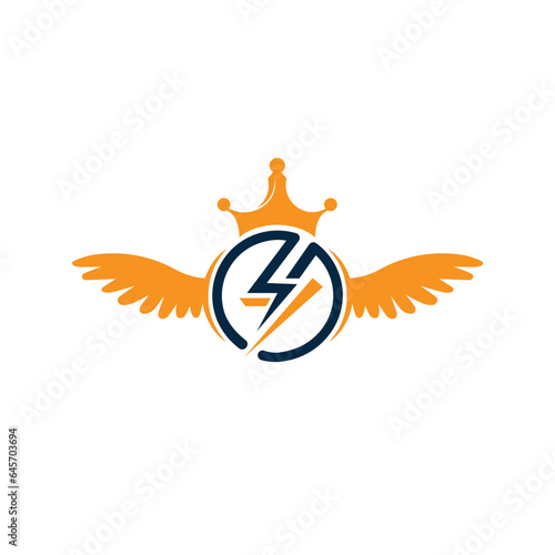 Lightning bolt with wings logo concept.