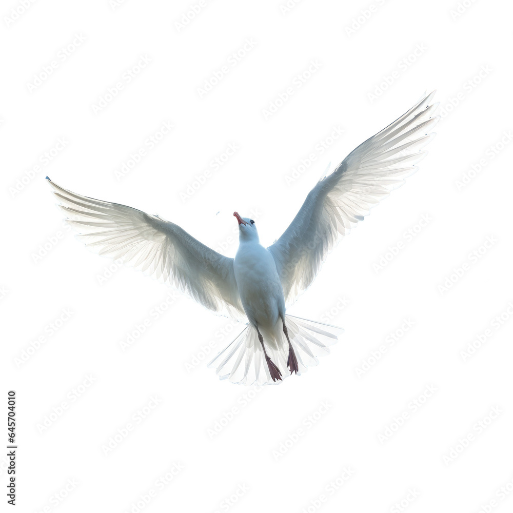 Seagull soaring in the sky transparent background