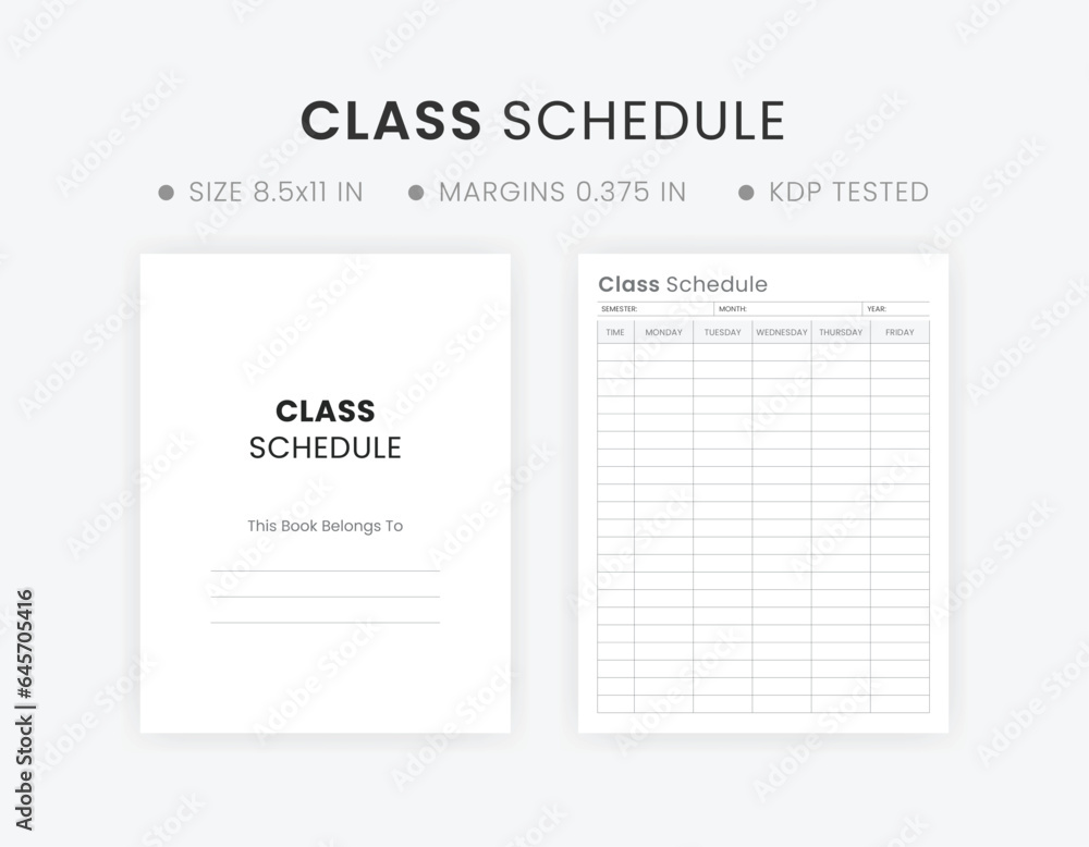 Class Schedule Template Printable. Printable Class Schedule Planner