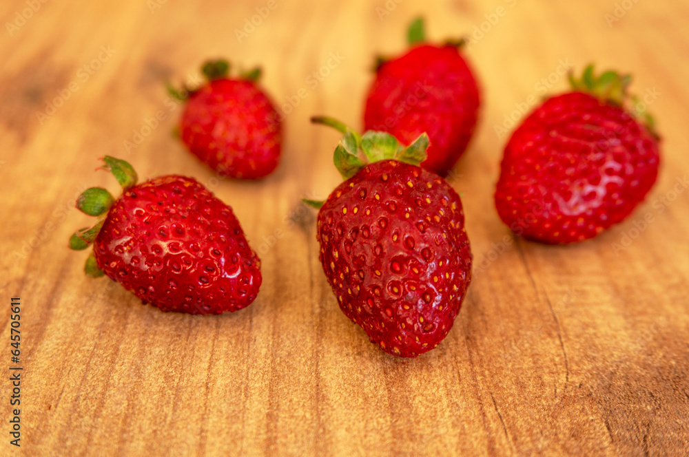 Red, juicy, freshly picked strawberries.