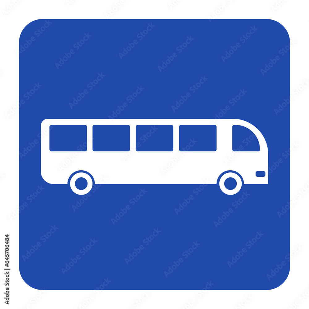 blue bus station sign square icon blue bus station sign square icon