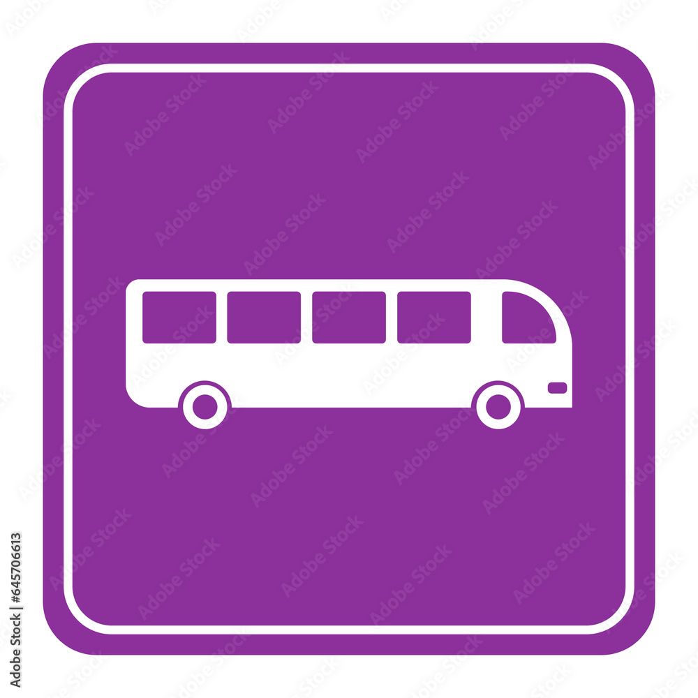 purple bus station sign square icon purple bus station sign square icon