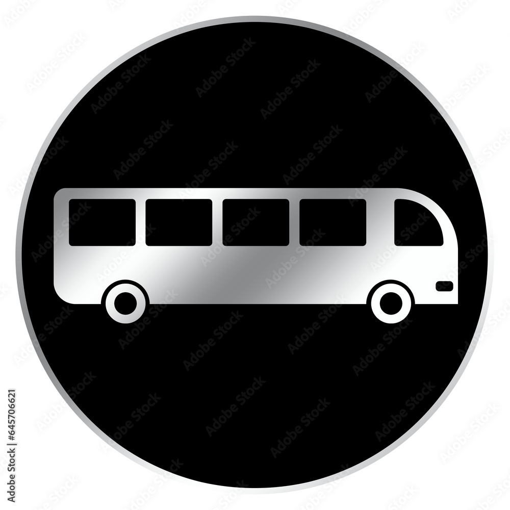 black silver bus station sign circle icon black silver bus station sign circle icon
