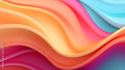 Abstract background of volumetric wavy stripes of different colors. Flowing textures. Fluid 3d wallpaper, banner.