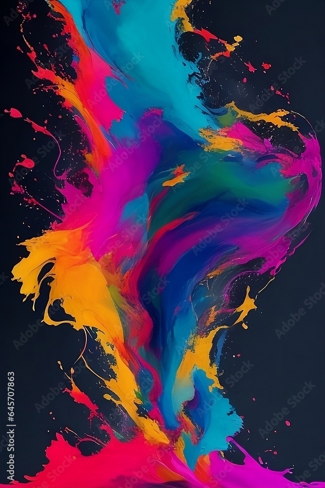  an image of vibrant and dynamic paint splashes, each bursting with amazing colors that create an incredibly aesthetic and visually captivating composition- Generative ai