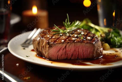 Steakhouse Elegance: A Close-Up of Exquisite Steak Plating
