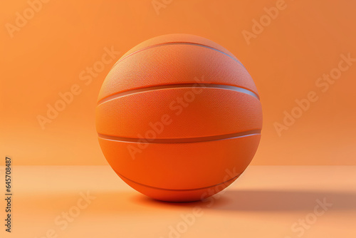 Basketball ball close up, plain orange bakground