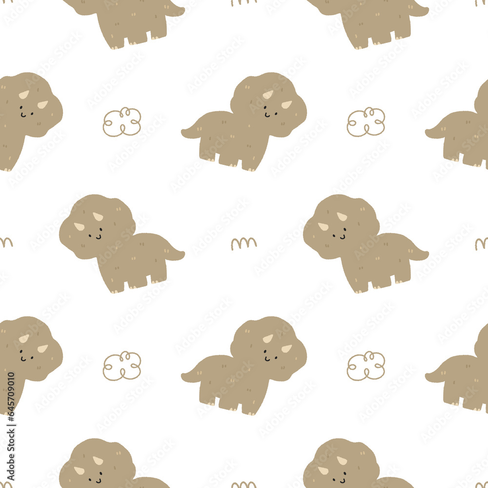 Obraz premium Baby Dinosaur watercolor illustration with cute animal transparent background for nursery ,baby shower ,book cover,printable,fabric