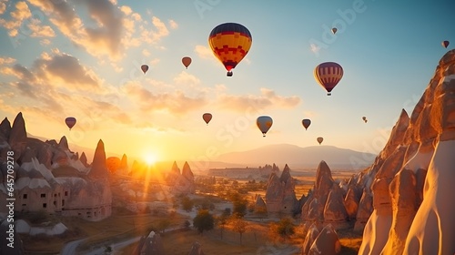 Himmelszauber: Heißluftballons im Sonnenaufgang