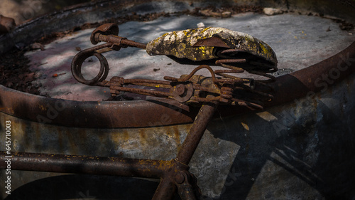 rust cars on the creperie tati in gotland sweden photo