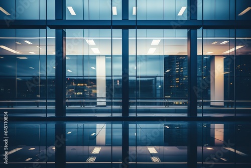 Glass curtain wall of skyscraper in financial center photo