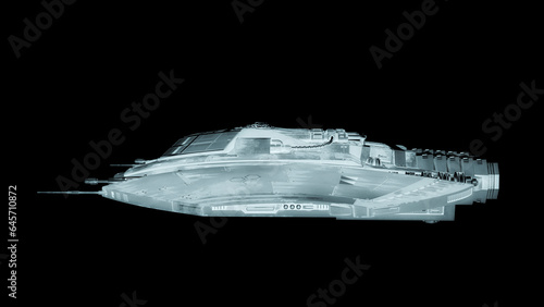 alien spaceship is passing by on side view © DM7