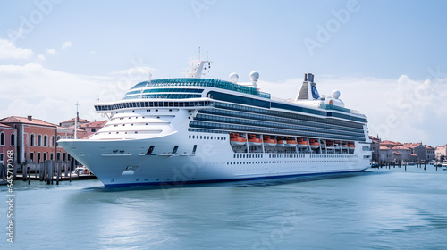 Cruise ship with tourists in Venice Italy, sunny day © Adin