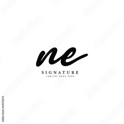 N, E, NE Initial letter handwritten and signature vector image logo