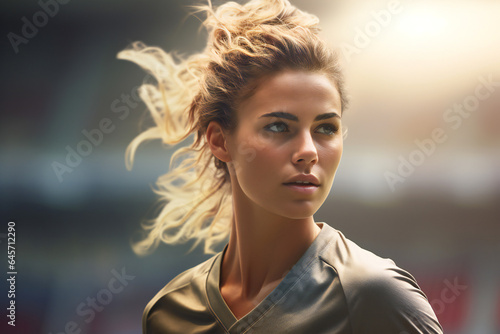 Close-up of woman soccer player