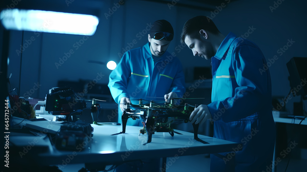 custom made wallpaper toronto digitalAerospace engineers working on prototype of unmanned aerial drone. Concept new secret model industrial or military aircraft.