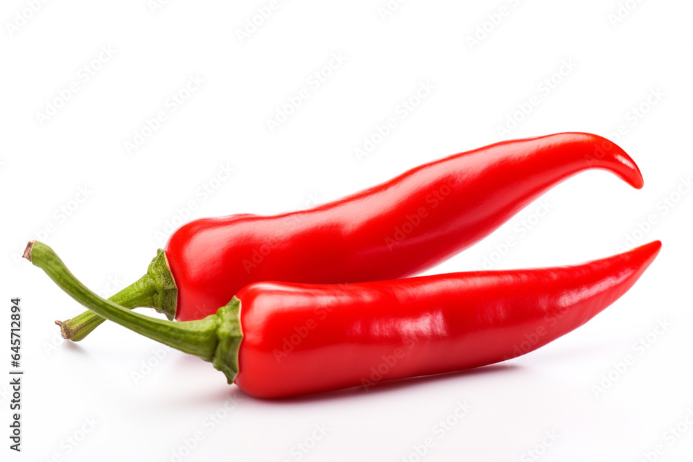 Hot red chili pepper isolated on a white background. Spicy chili pepper. Generative AI