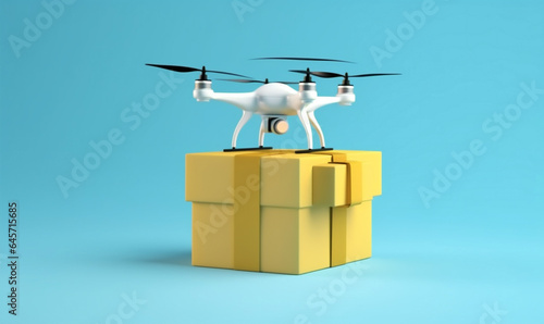 delivery aircraft blue fast technology drone fly air helicopter cargo. Generative AI.