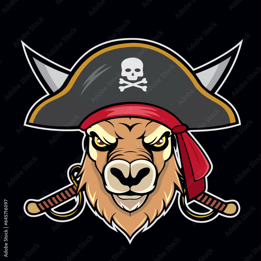 pirate mascot deer vector art illustration design