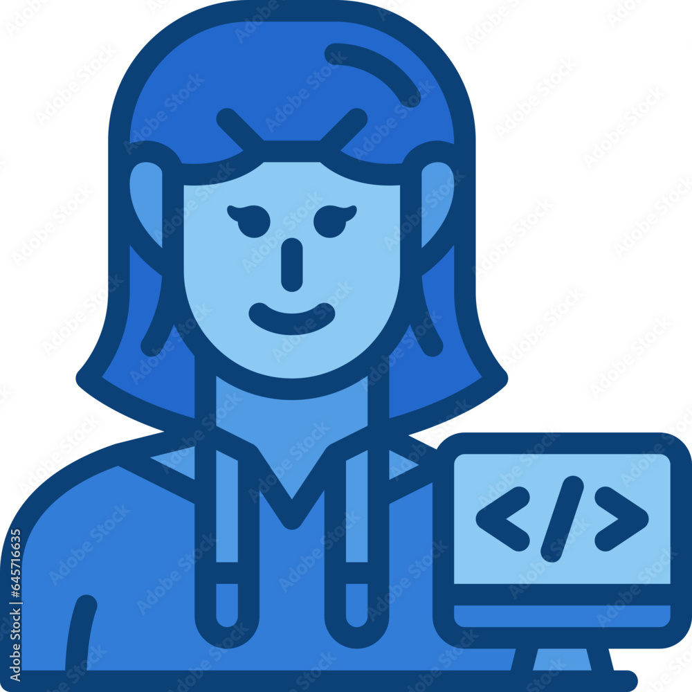woman programmer two tone icon woman programmer two tone icon