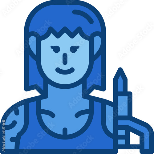 female tattoo artist two tone icon