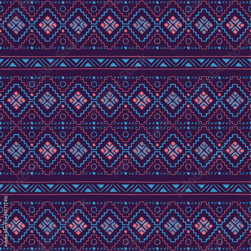 African Print Fabric. Vector Seamless Tribal Pattern. Traditional Ethnic Hand Drawn Ornament for your Design Cloth, Carpet, Rug, Pareo, Wrap