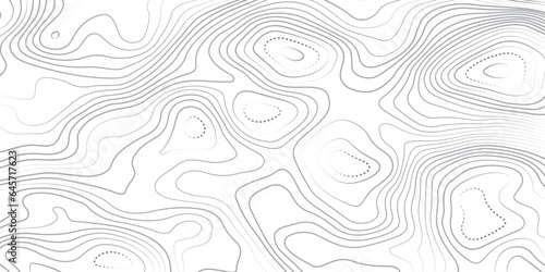Abstract topographic contours map background. Topography white wave lines vector background. Topographic map Patterns, Topographic map and place for texture. Wavy curve lines banner design.