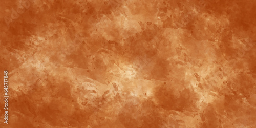 Realistic brown wall with watercolor grunge marble retro plain cement wall banner texture background. Brown watercolor wall background texture.