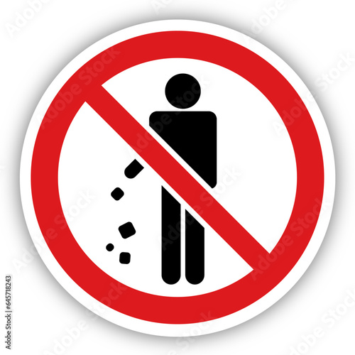 Panneau interdiction signalisation interdit rond rouge jeter dechets photo