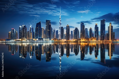 Amazing night dubai downtown skyline  Dubai  United Arab Emirates