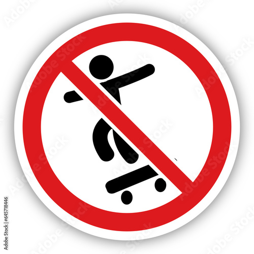 Panneau interdiction signalisation interdit rond rouge Skate