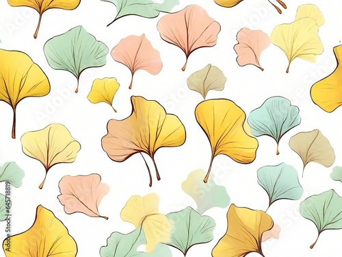 Colorful ingko leaves stand out against a white background. Suitable for all types of print-on-demand jobs.