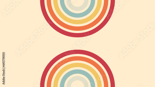 Vintage abstract background of 1970s hippie retro style in rainbow groovy wavy simple line design. 70s classic illustration suitable for poster, banner, textile, cloth, decorative wall art.
