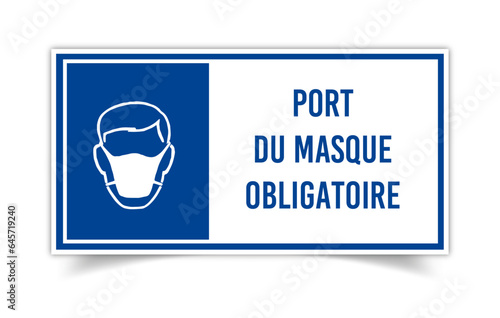 Panneau signalisation encart masque respiratoire obligatoire