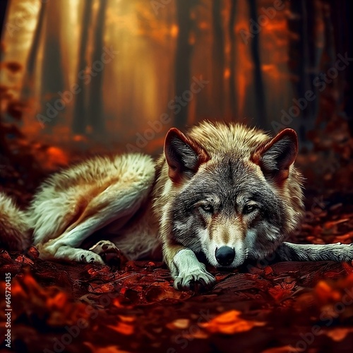 Ai generated wolf in the forest