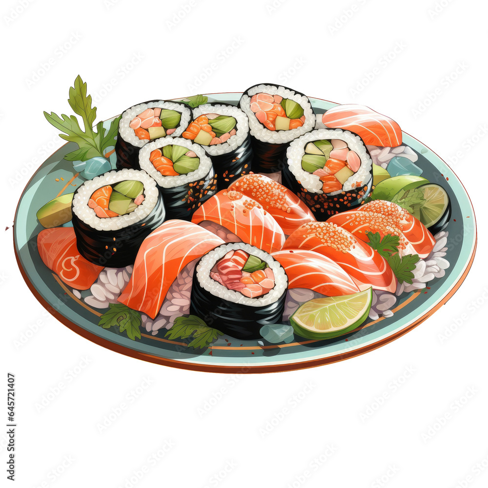 Sushi served at a restaurant transparent background Sushi served at a restaurant transparent background