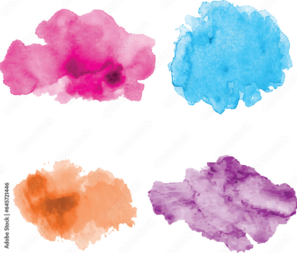 watercolor paint stains, rainbow color watercolor brush stroke set vector background brush