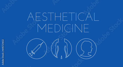 Blue Aesthetical Medicine Background Illustration with Outline Icons