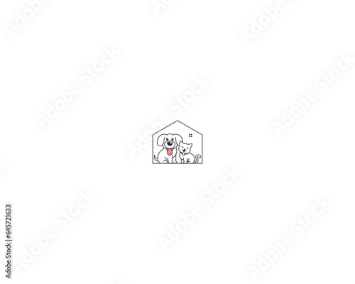 Dog and cat logo design template vector, line of pet logo design suitable for pet shop, store, cafe, business, hotel, veterinary clinic, Domestic animal vector illustration logotype, sign or symbol