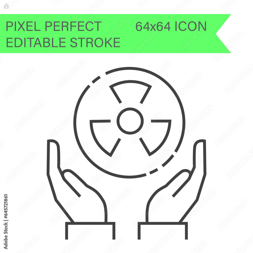 Radioactive, Nuclear power, Atomic icon vector .ecology icons .Editable Stroke. 64x64 Pixel Perfect. Radioactive, Nuclear power, Atomic icon vector .ecology icons .Editable Stroke. 64x64 Pixel Perfect.